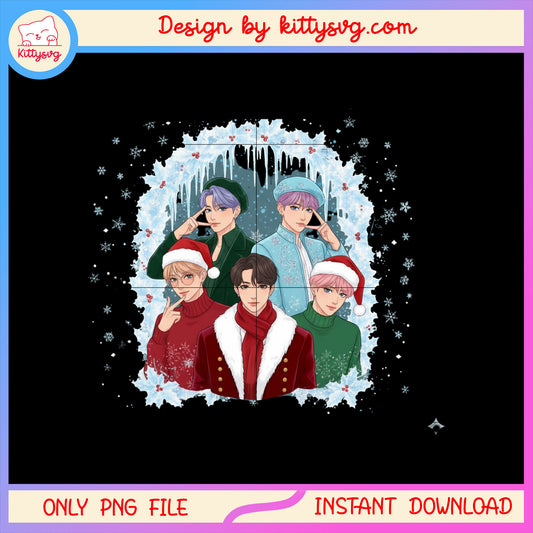 Kpop saja boys winter christmas design png, saja band png