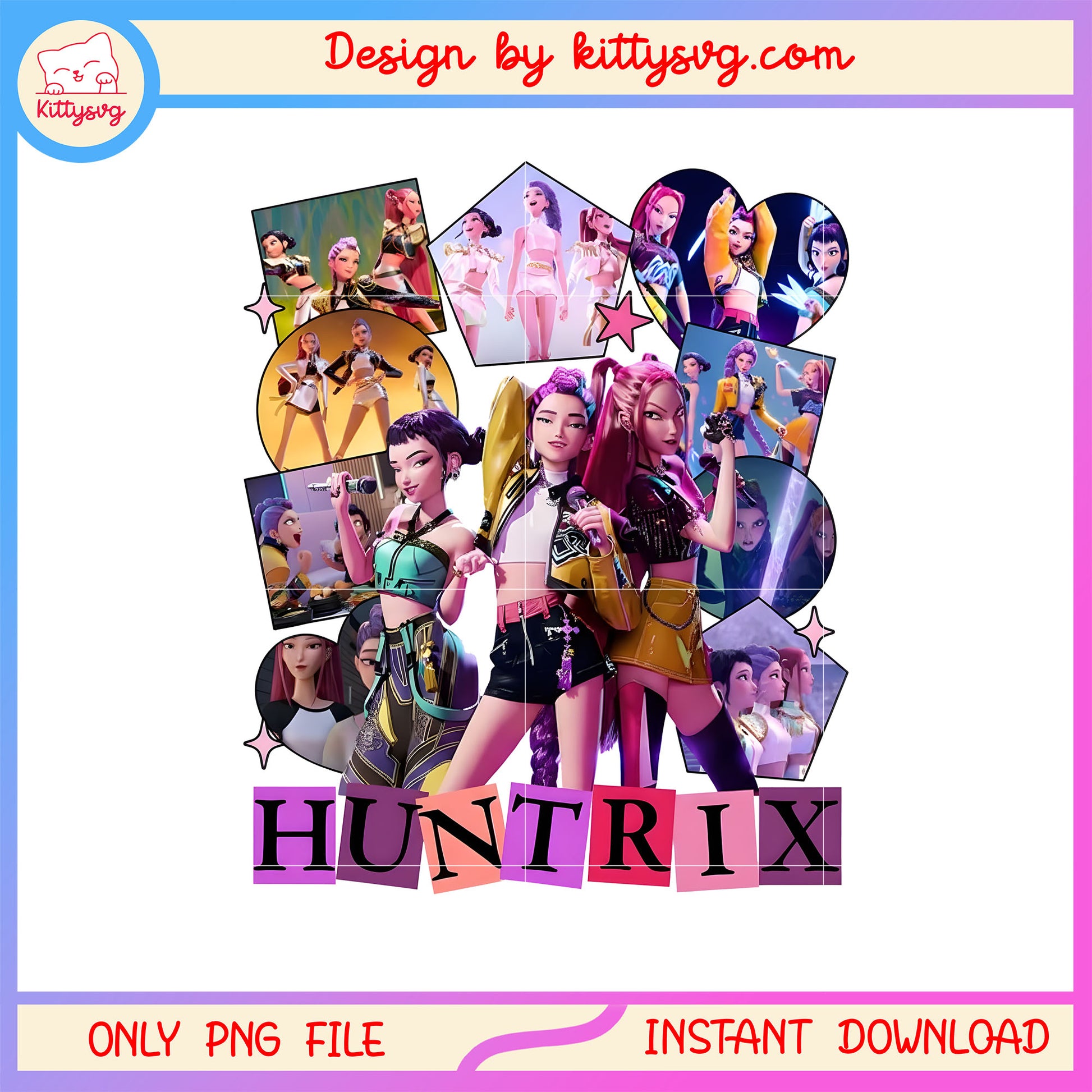 Kpop star huntrix girl group design png, kpop demon hunters fanart png