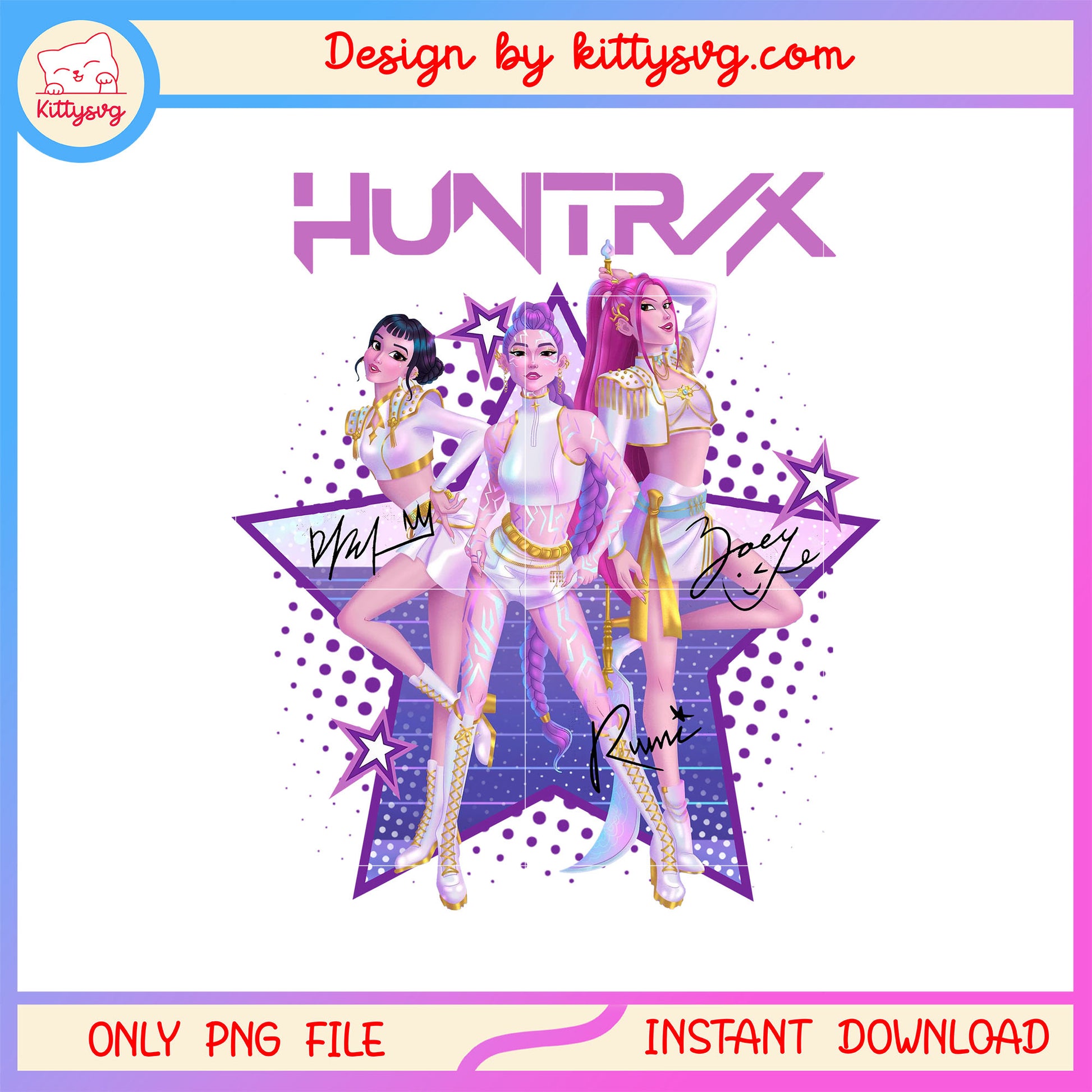 Kpop star huntrix members png, kpop demon hunter merch png