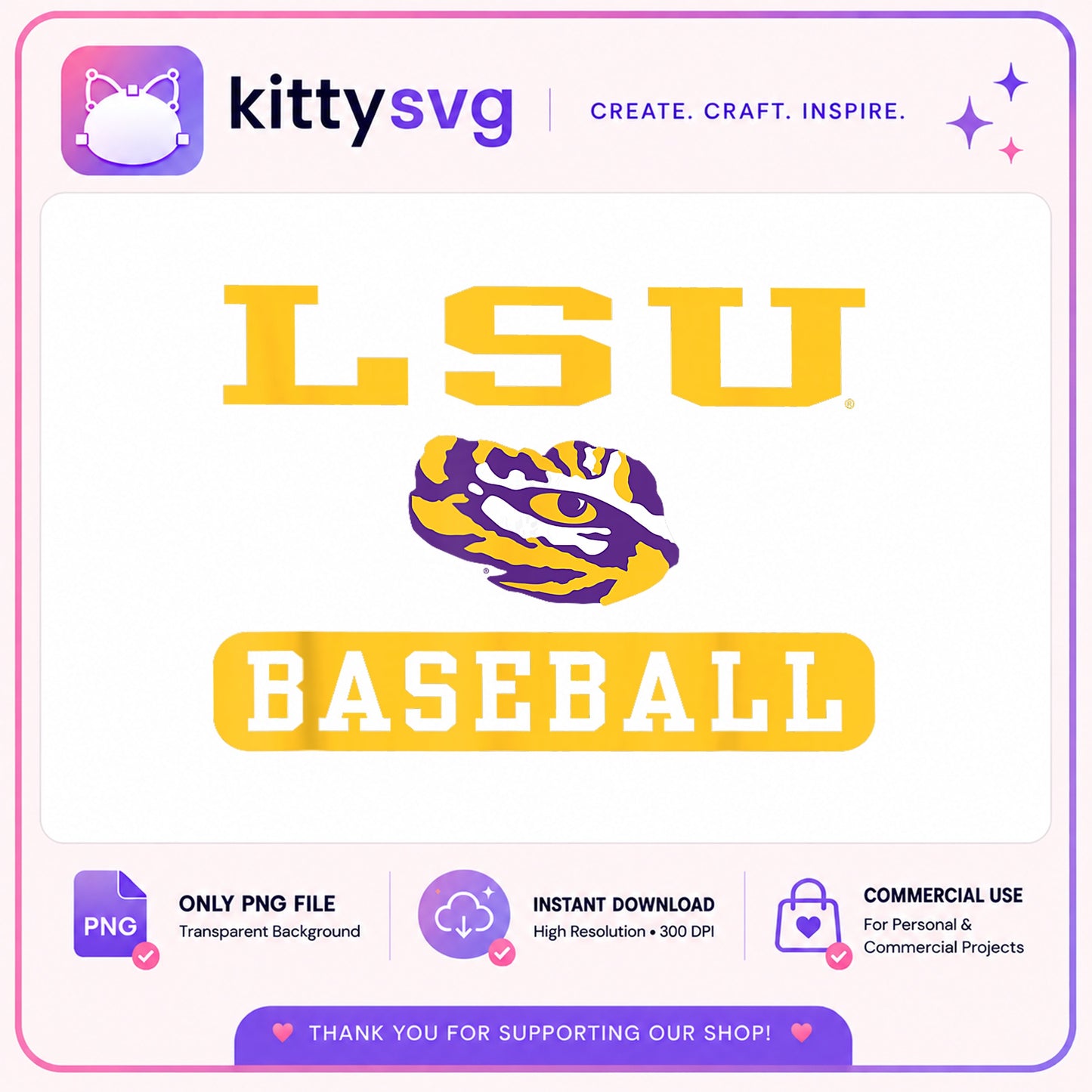 LSU Baseball PNG, Tigers Eye Logo PNG, College Sports PNG