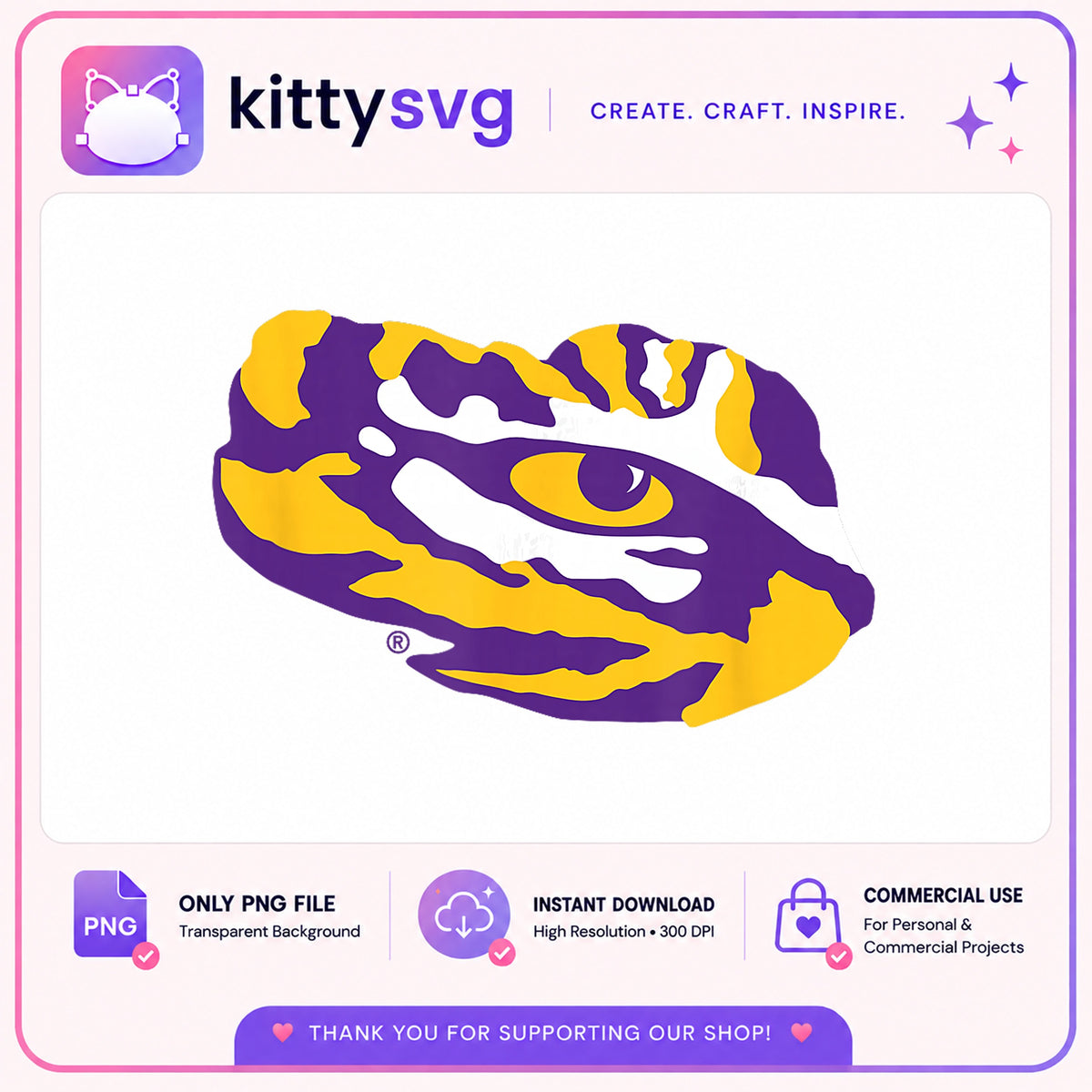 LSU Tigers Eye PNG, Tiger Eye Purple Gold, Football PNG