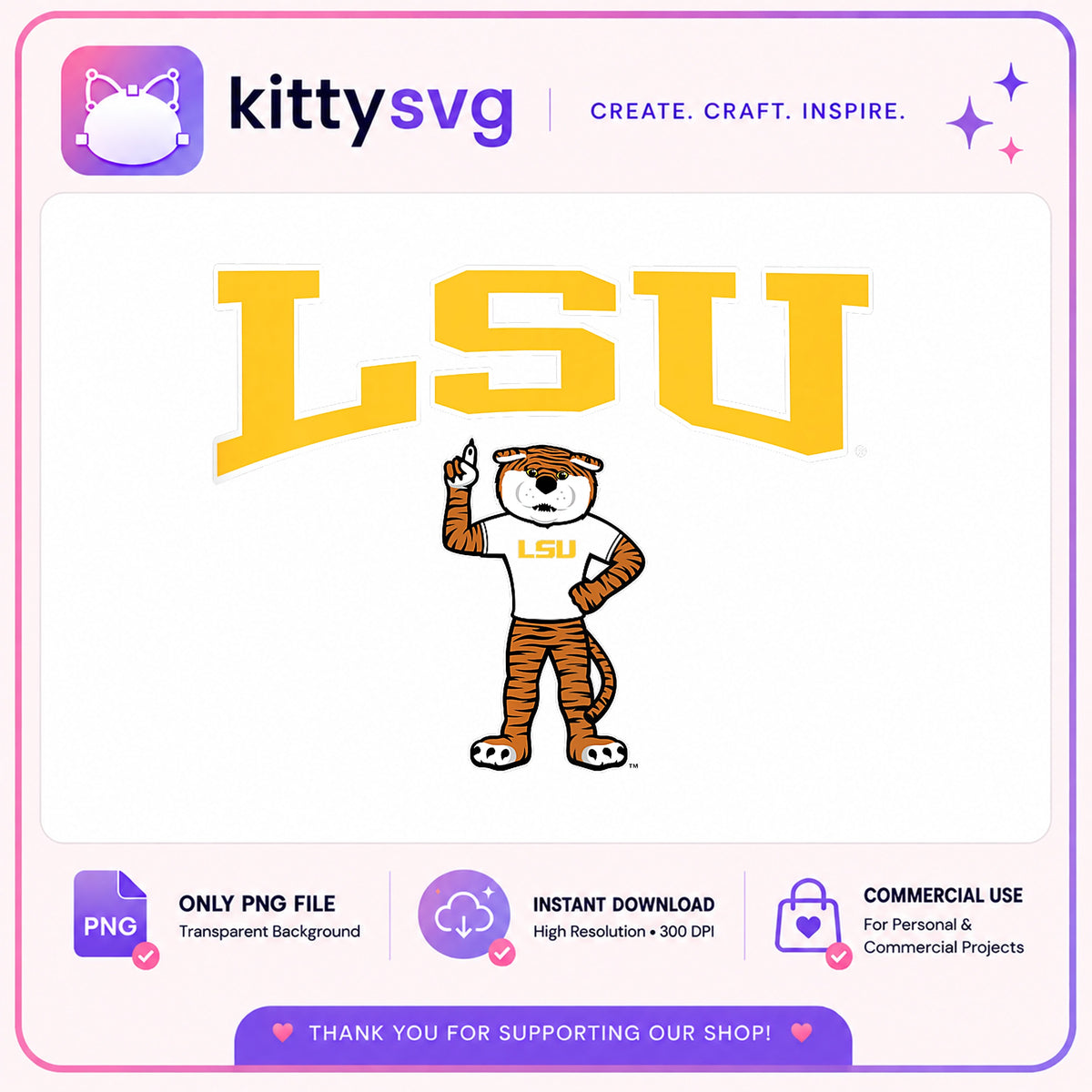 LSU Tigers Mascot PNG, Louisiana State University PNG, College Football PNG