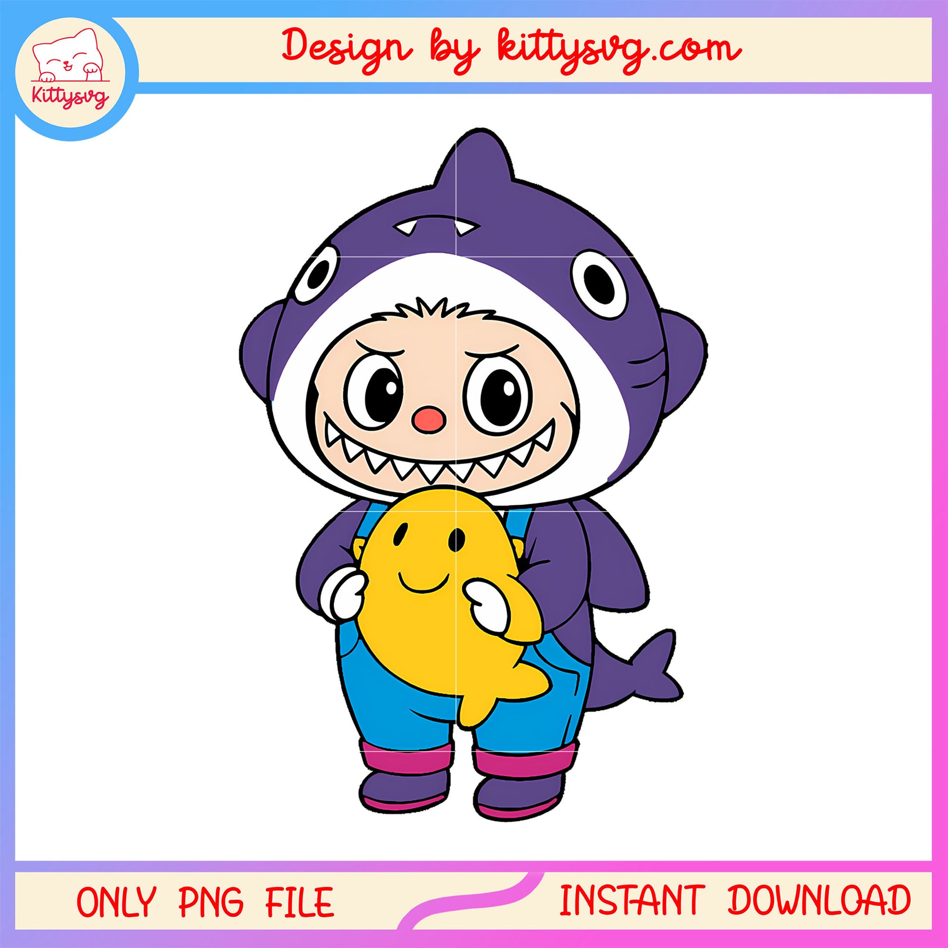 Labubu baby shark costume design drawing png, baby labubu png