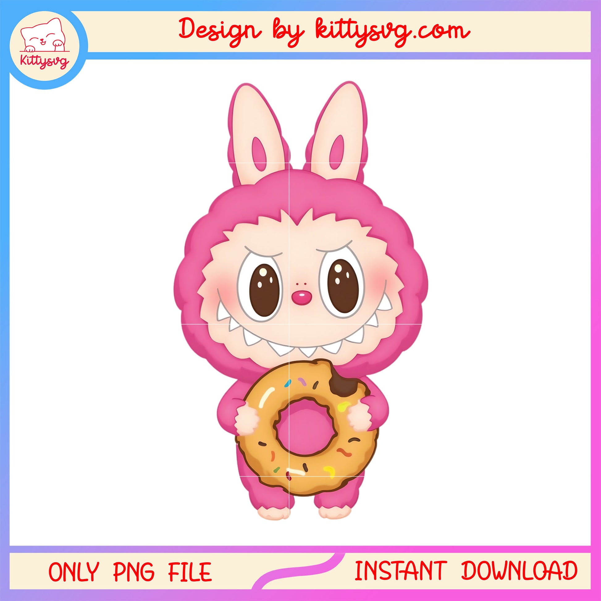 Labubu cartoon cute pink donut doll design png, labubu toy png