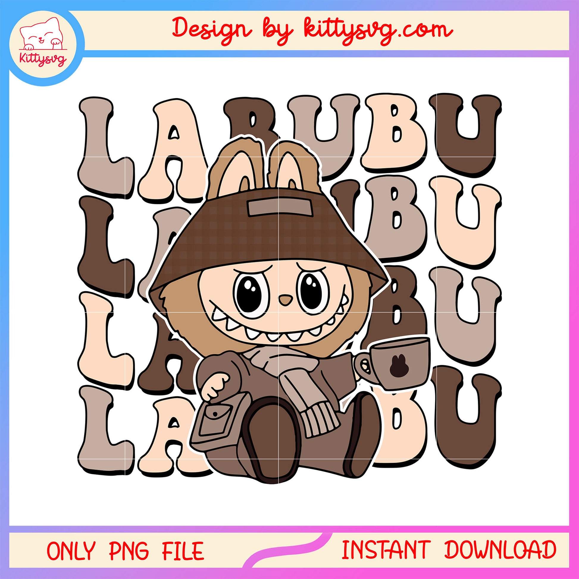 Labubu fall in wild design png, labubu drawing png, pop mart png