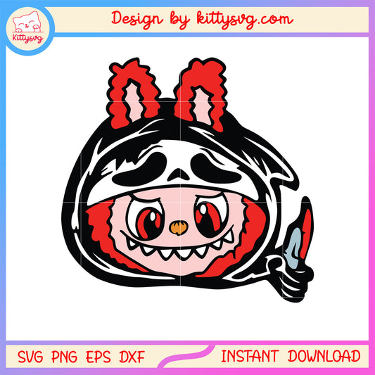 Labubu ghostface costume svg, costume in halloween svg