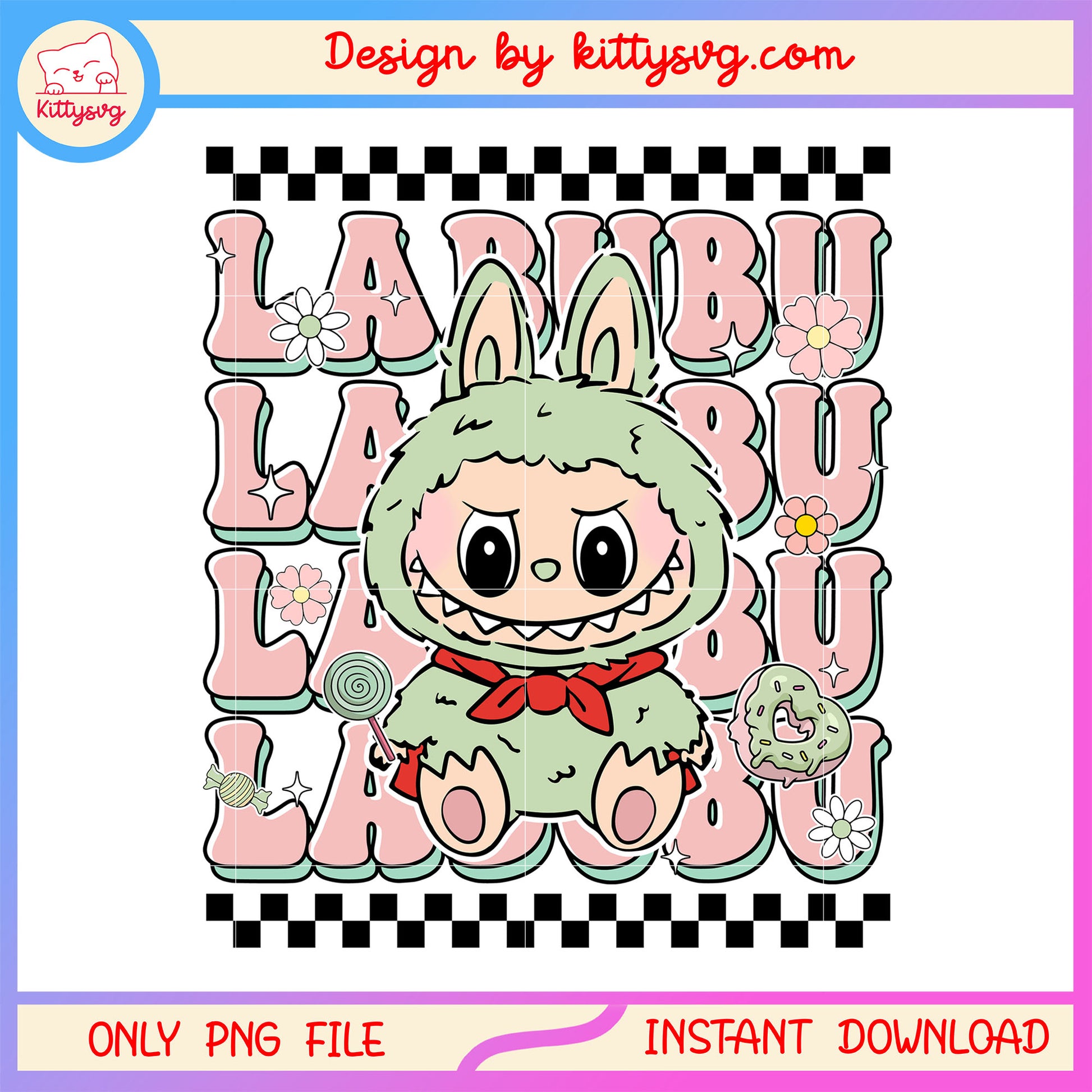 Labubu green candy ver doll font design png, labubu decoration png