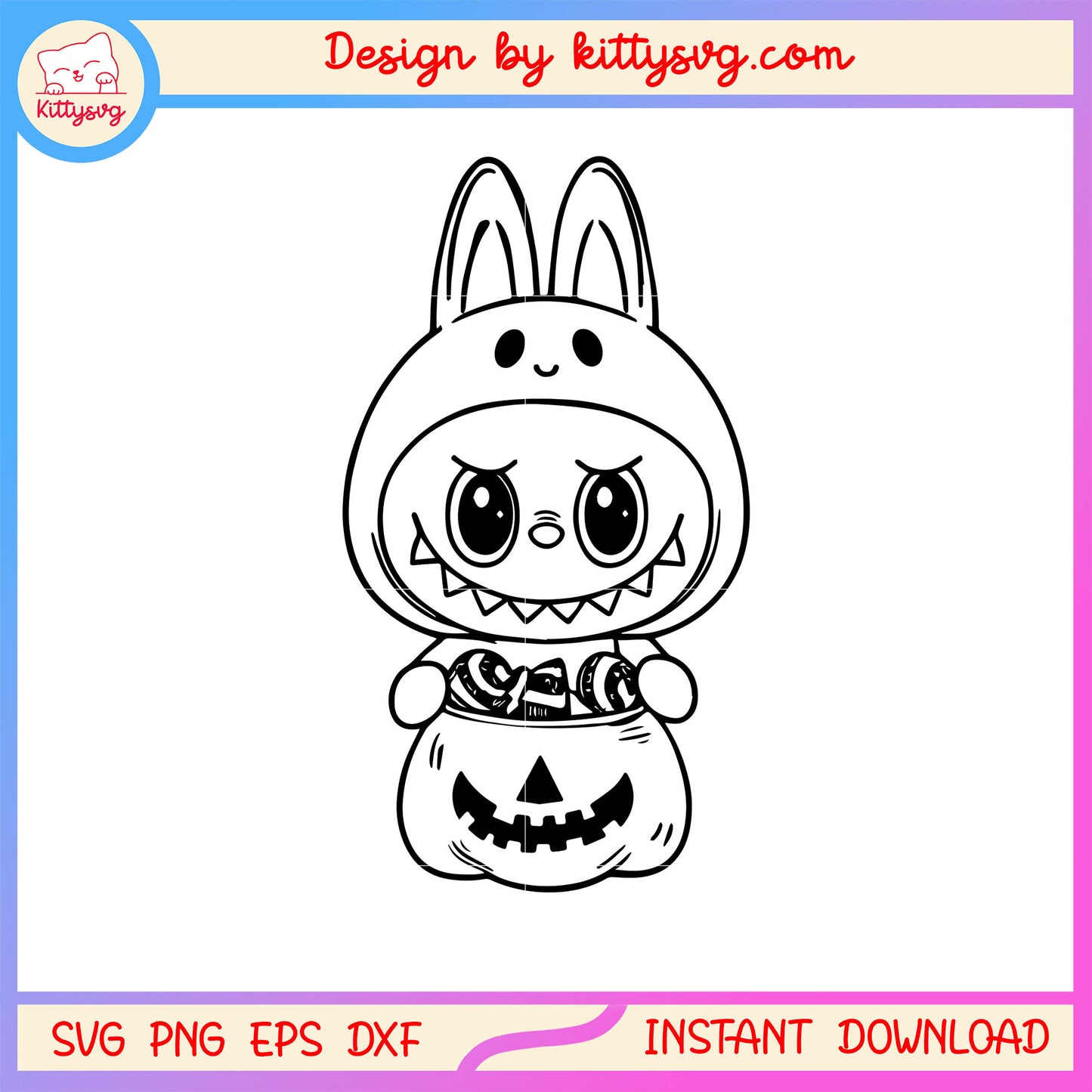 Labubu halloween trick or treat svg, the monster labubu svg