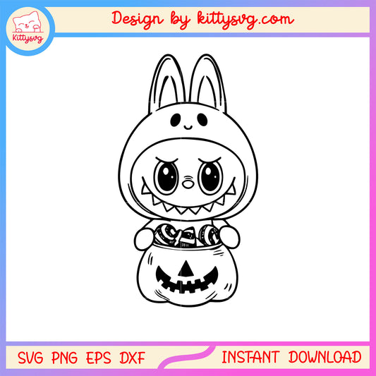 Labubu halloween trick or treat svg, the monster labubu svg