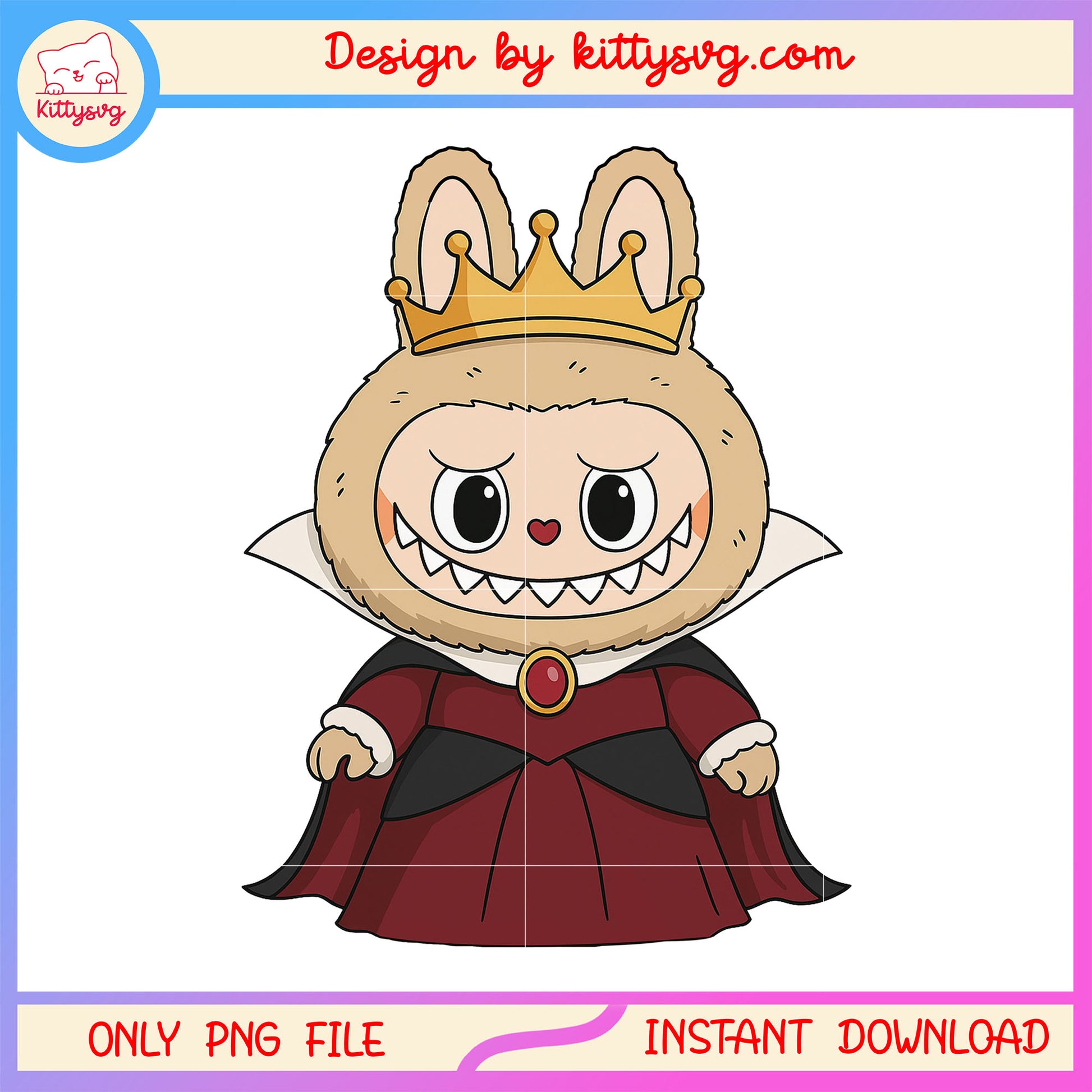 Labubu king costume drawing design png, king labubu png