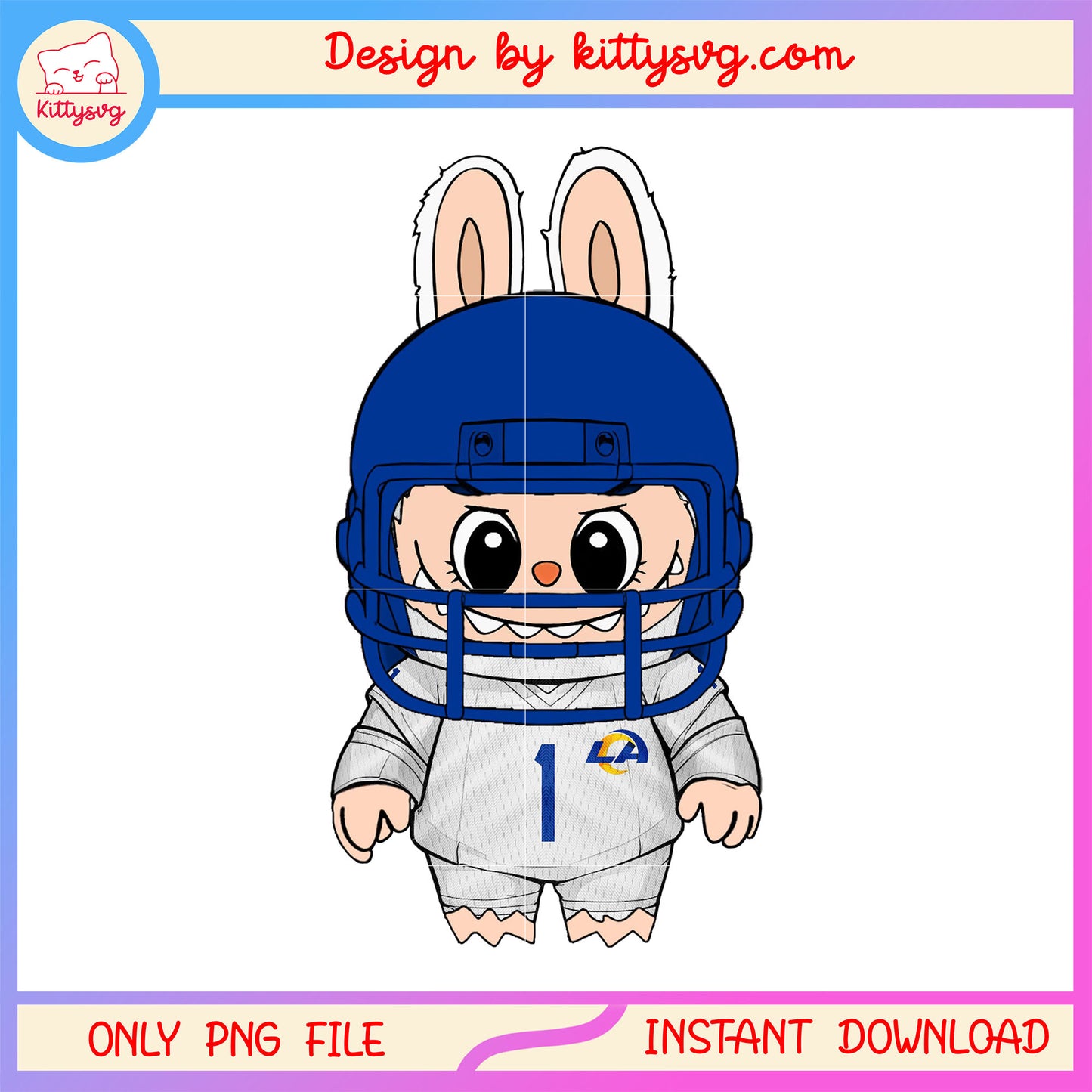 Labubu los angeles rams doll clothes png, rugby football png