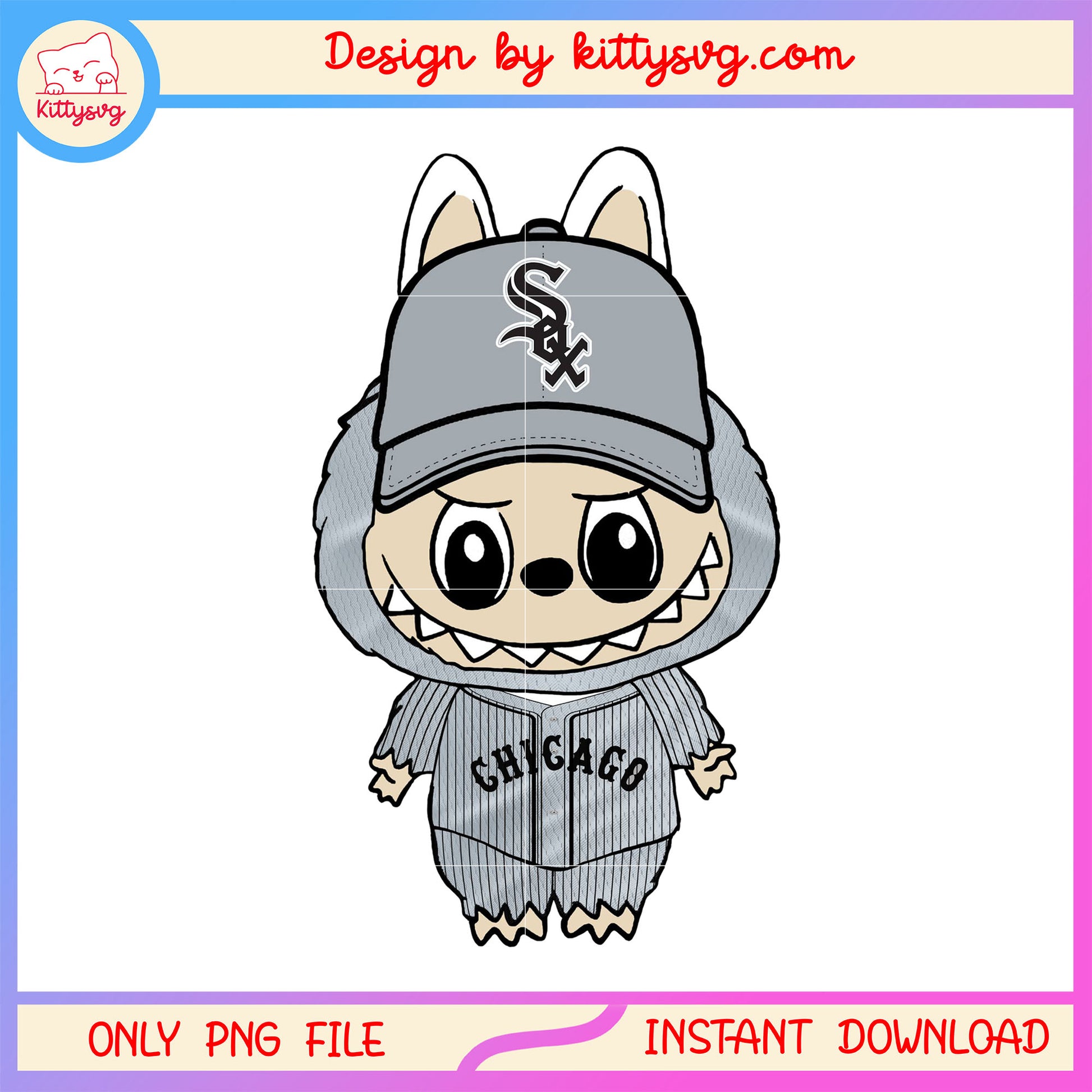 Labubu monster chicago white sox design png, chicago white sox png