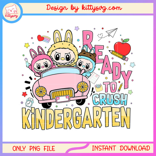 Labubus drive car ready to crush kindergarten png, clipart back to school png