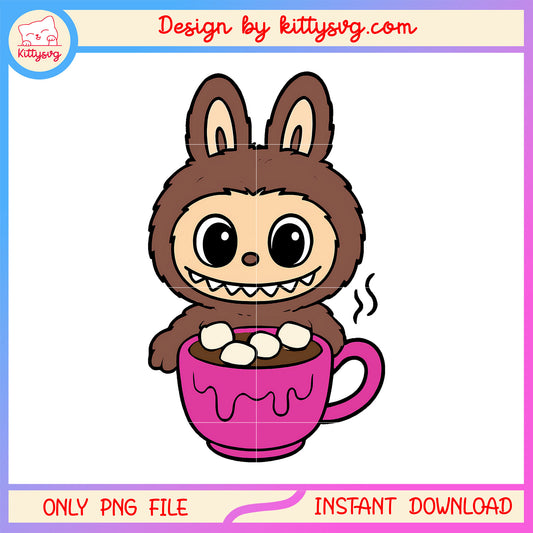 Labubu secret and hot chocolate design png, labubu toy png