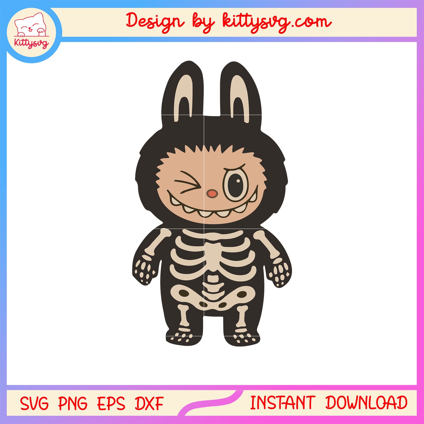Labubu skeleton halloween costume svg, labubu monster svg