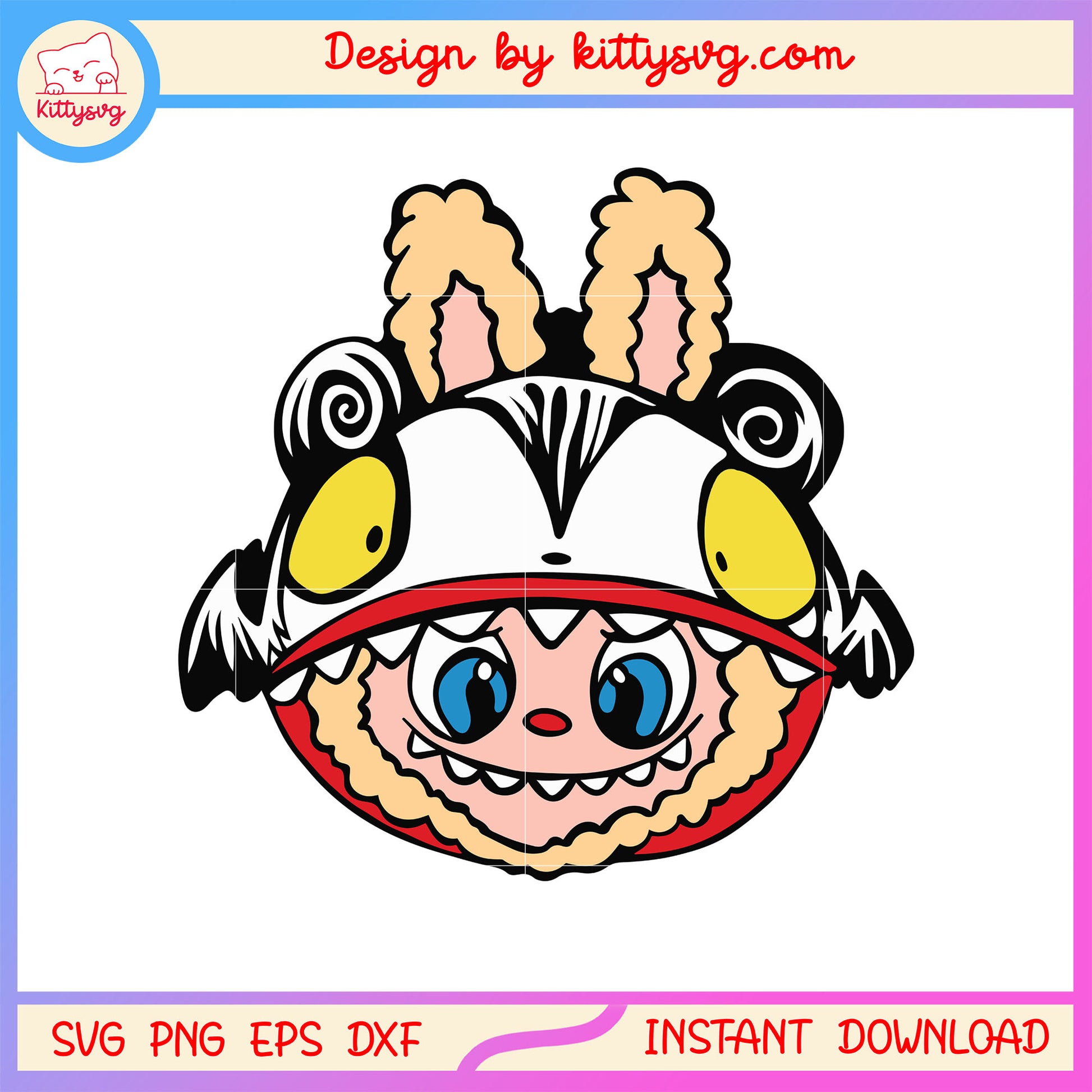 Labubu the lion head design svg, halloween costume svg