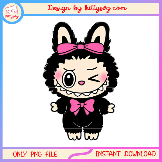 Labubu the monster goth doll drawing design png, cute labubu png