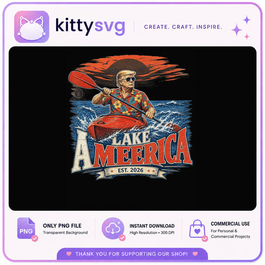 Lake Ameerica Trump Kayaking PNG, 4th Of July PNG, Patriotic PNG