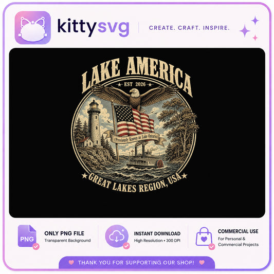 Lake America PNG, Great Lakes Patriotic Eagle Flag PNG, 4th Of July PNG