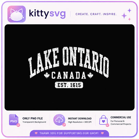 Lake Ontario Canada PNG, Vintage Canada Shirt Design, Travel PNG