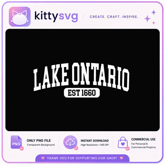 Lake Ontario Est 1660 PNG, Varsity College Style PNG, Lake Shirt PNG