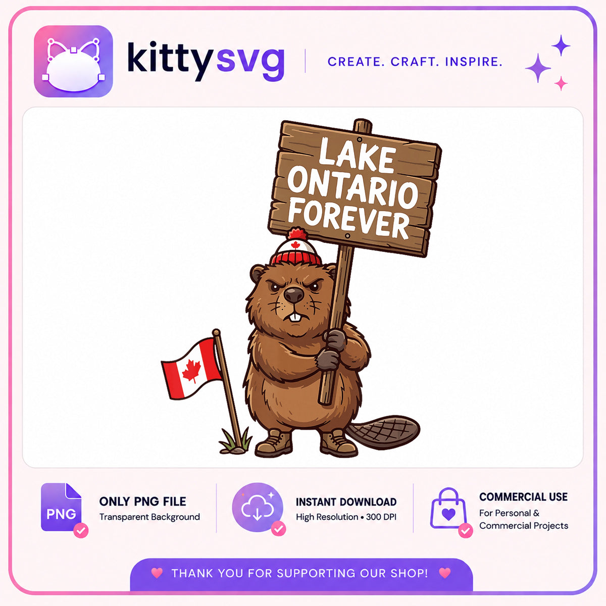 Lake Ontario Forever Beaver PNG, Canada Beaver Clipart, Funny Beaver PNG