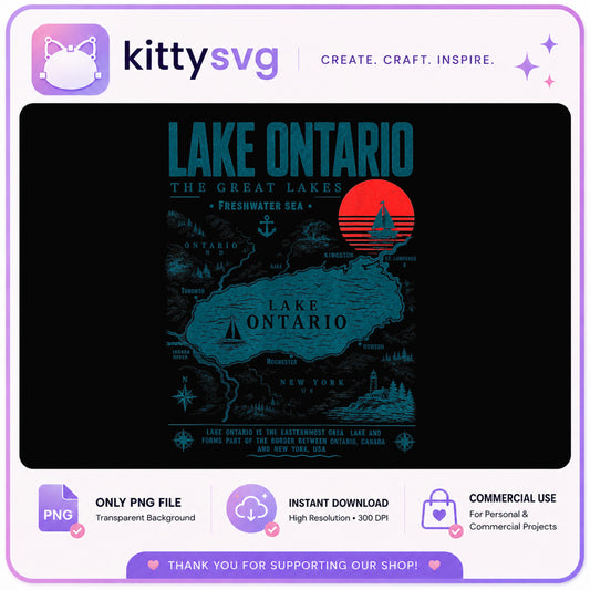 Lake Ontario The Great Lakes PNG, Freshwater Sea Map, Vintage Lake PNG