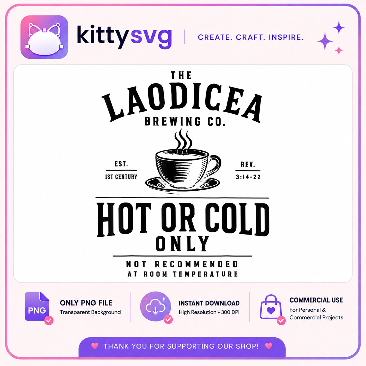 Laodicea Brewing Co PNG, Christian Coffee PNG, Bible Verse PNG