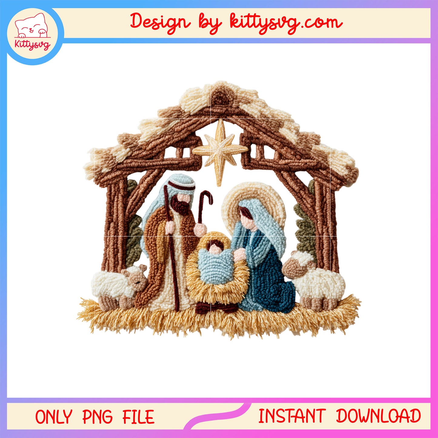 Latch hook yarn crochet jesus christmas png, merry christmas png