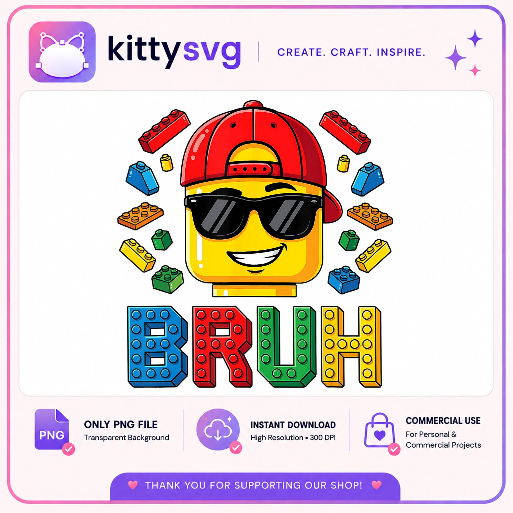 Lego Bruh PNG, Building Blocks Cool Boy PNG, Funny Kids PNG