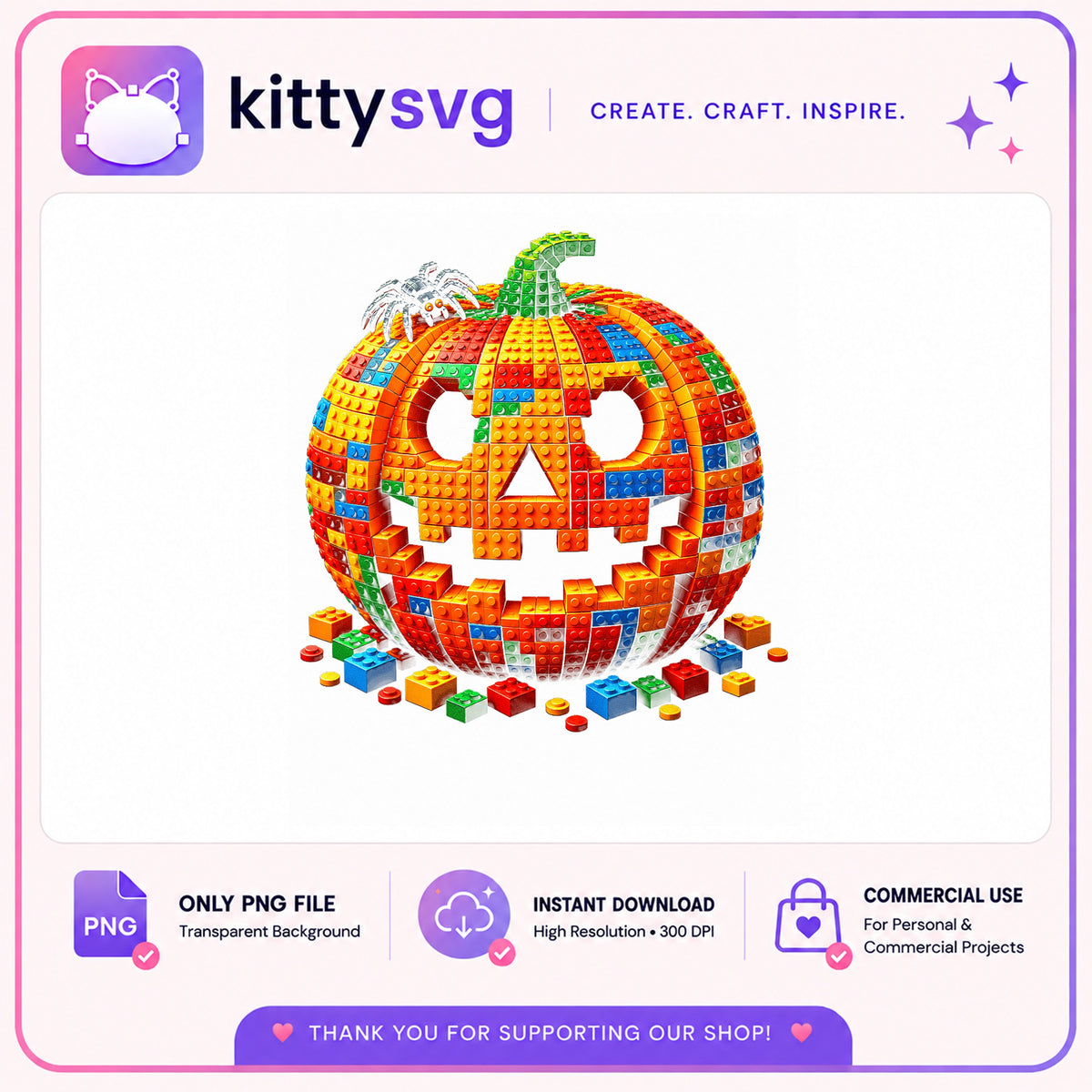 Lego Pumpkin Halloween PNG, Jack O Lantern PNG, Brick Pumpkin PNG