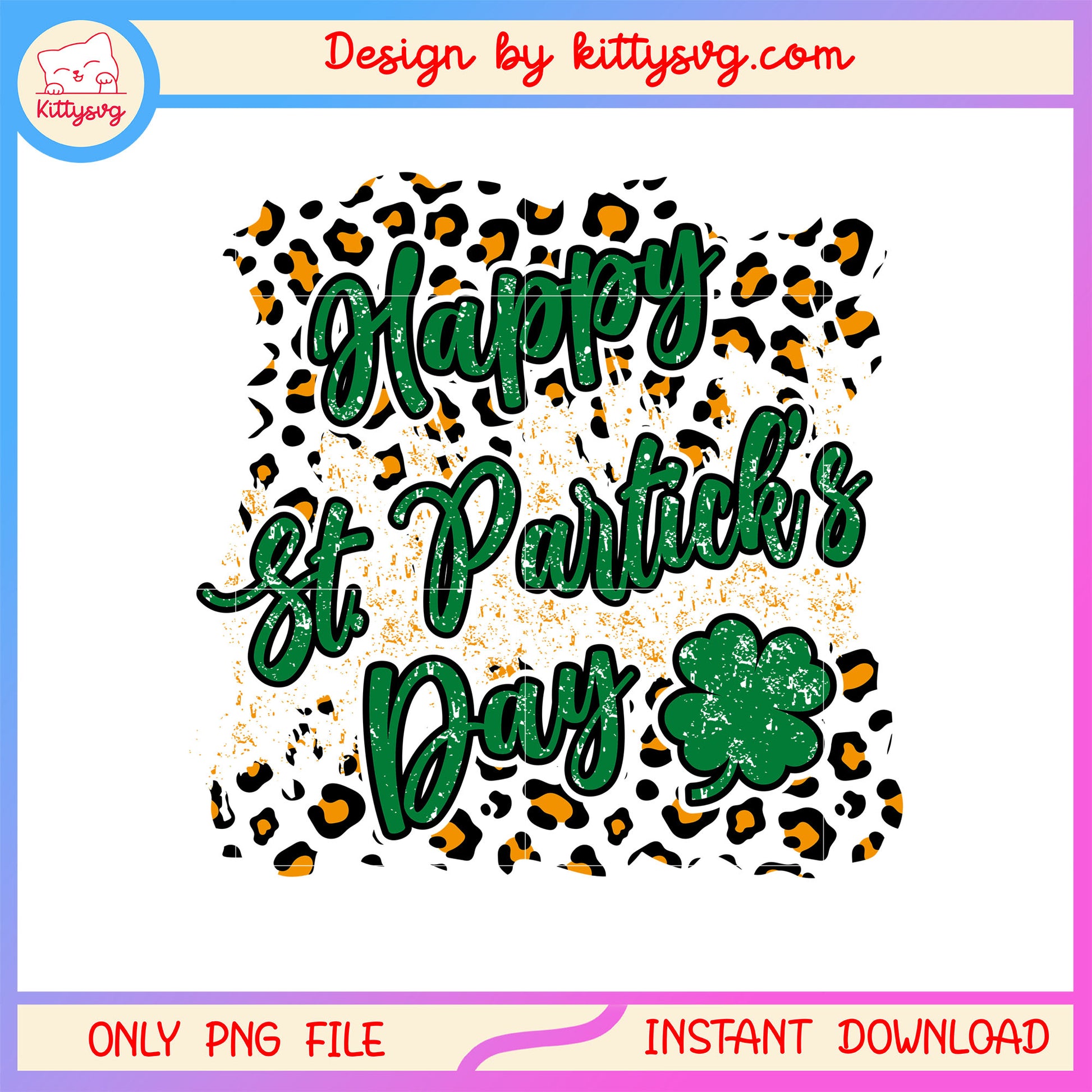 Leopard print clover green png, st. patrick's day green png