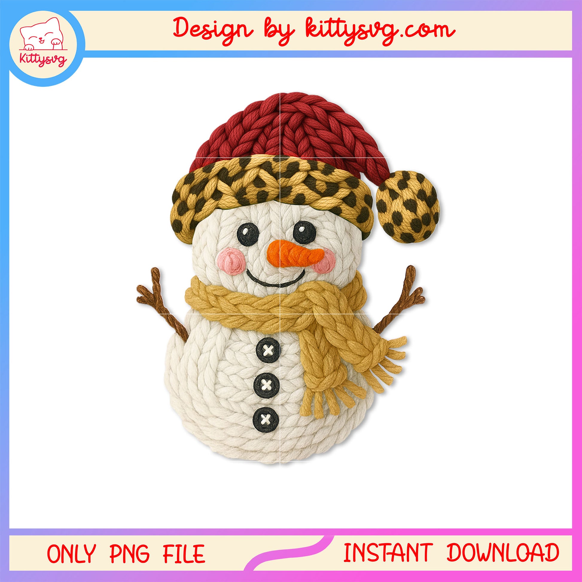 Leopard snowman christmas patchwork png, clip art christmas png
