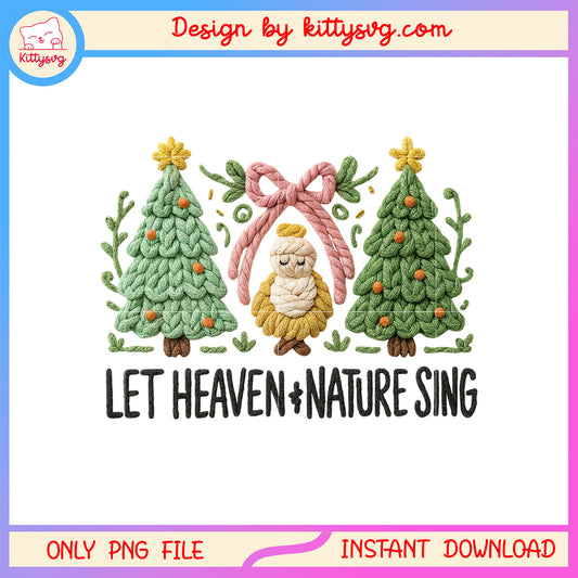 Let heaven nature sing christmas tree bow png, christmas quote png
