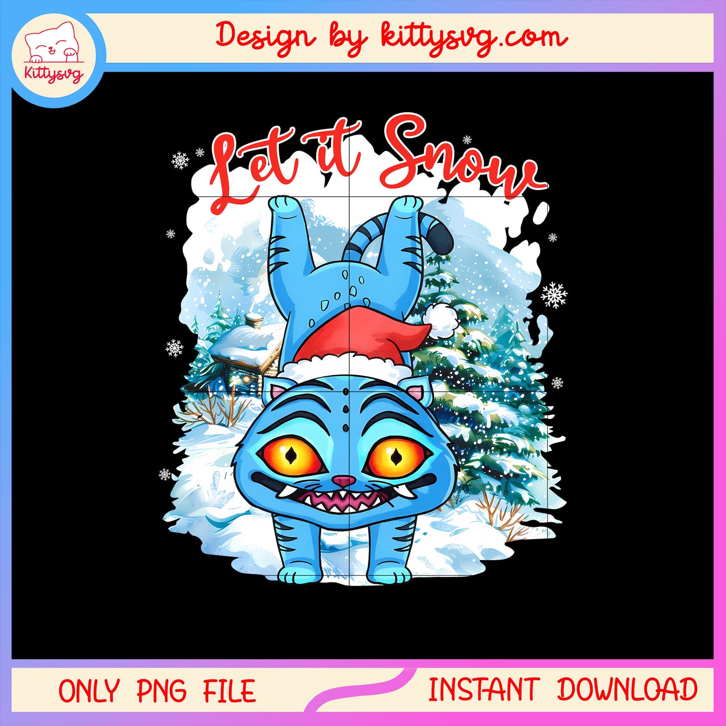 Let it snow derpy tiger kpop christmas png, x'mas png