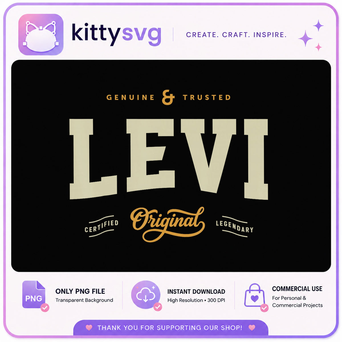 Levi Name PNG, Personalized Name Design PNG, Custom Name PNG