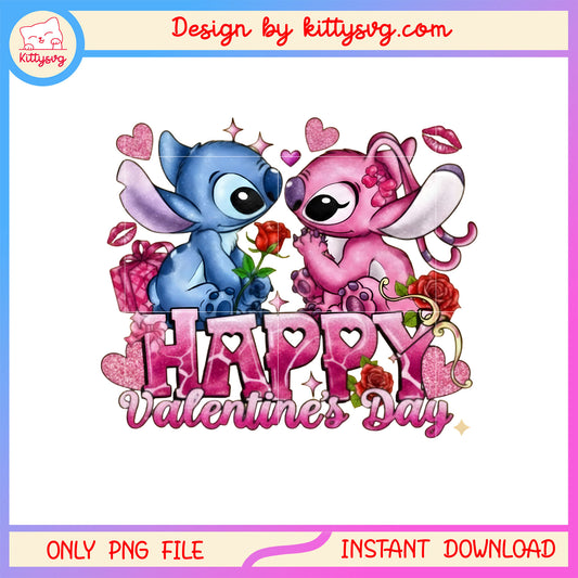 Lips rose valentine stitch png, stitch valentines day​​ png