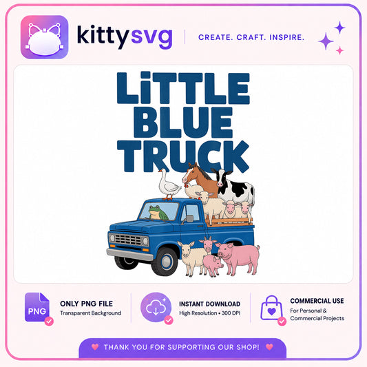 Little Blue Truck PNG, Farm Animals Truck PNG, Kids Book PNG