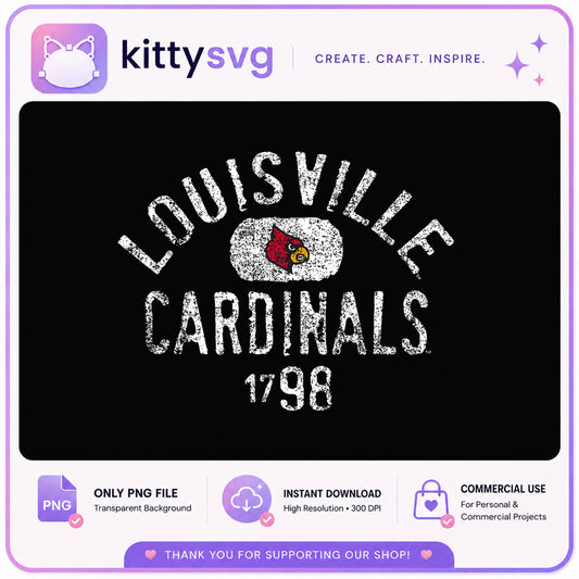 Louisville Cardinals Vintage PNG, UofL Cardinals 1798, Sports PNG