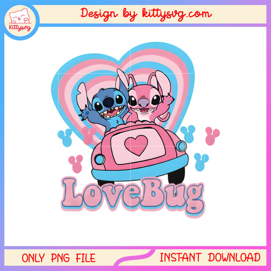 Lovebug stitch car valentine png, stitch valentines day​​ png