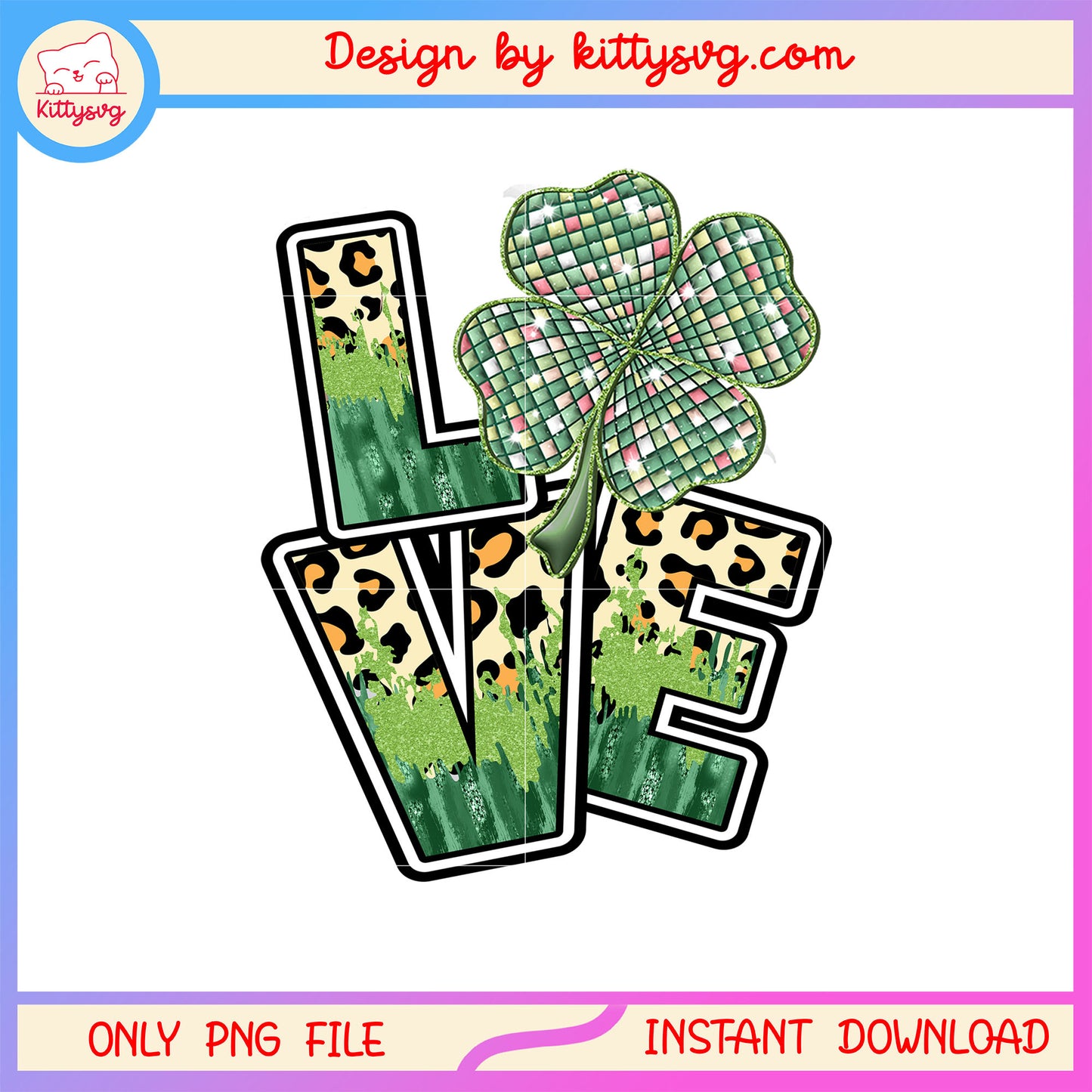 Love clover green patrick png, st patrick's day clover png