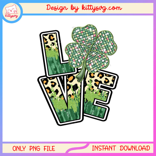 Love clover green patrick png, st patrick's day clover png