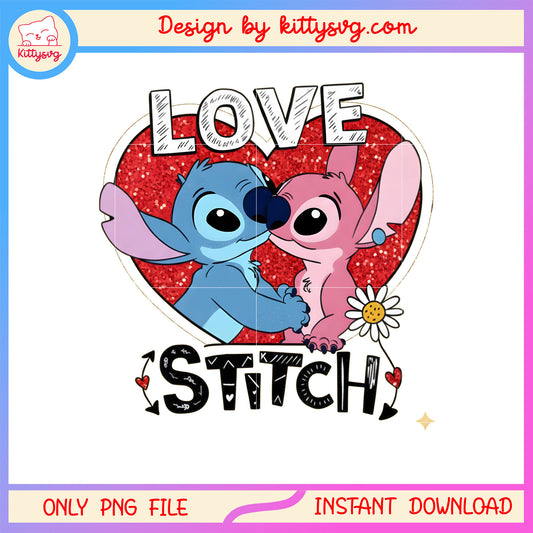 Love stitch digital valentine png, stitch valentines day​​ png