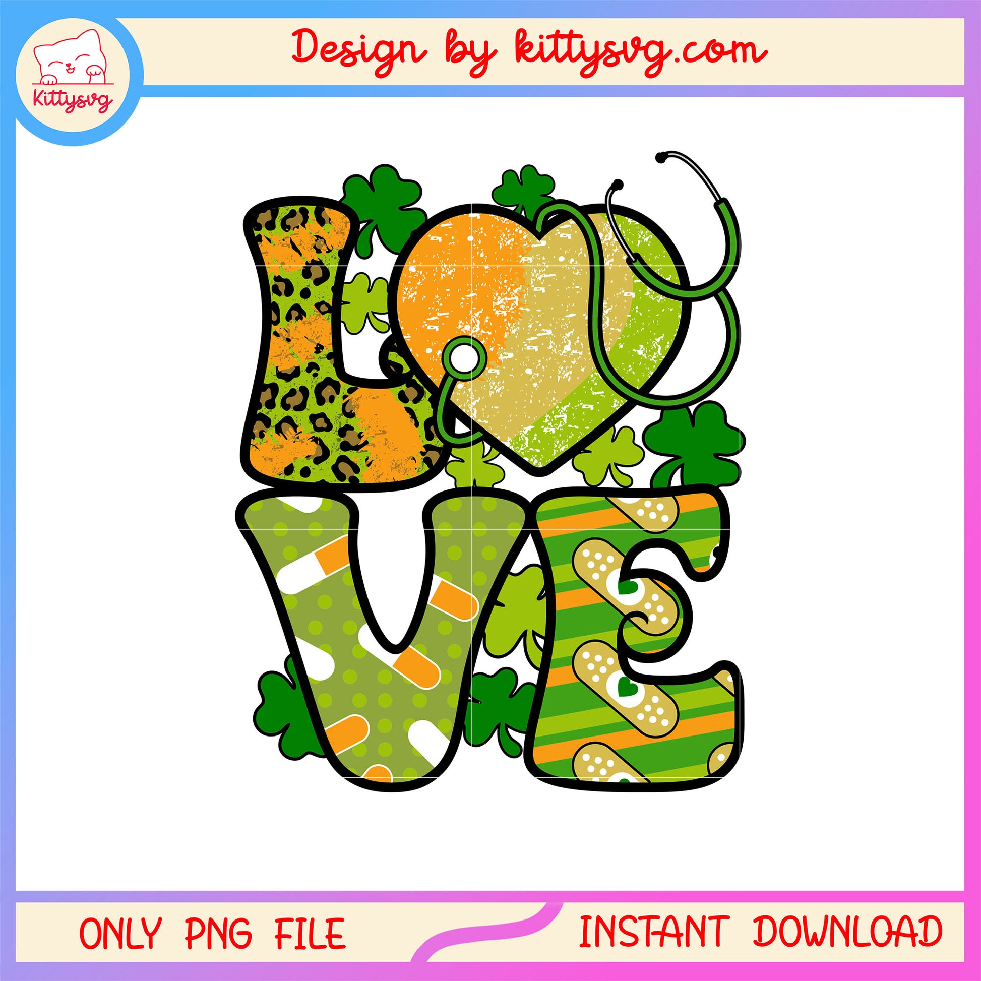 Love vignette nurse clover png, st. patrick's day clover png