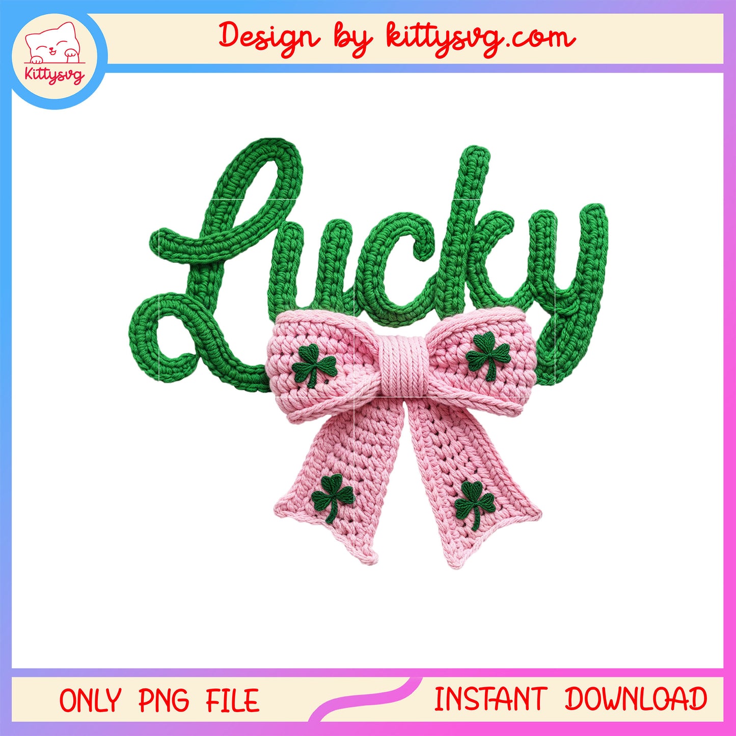Lucky and bow pink patrick png, st patrick's day lucky png
