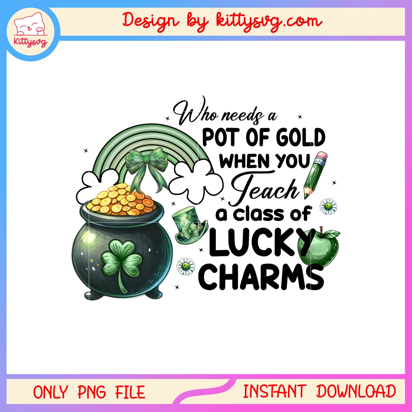Lucky money jar sticker png, st. patrick's day lucky png