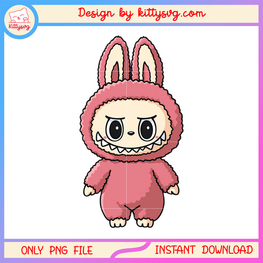 Lychee berry labubu cute doll design png, pink labubu png, labubu png