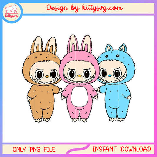 Lychee berry sea salt cocount and tofee character design png, labubu dolls png