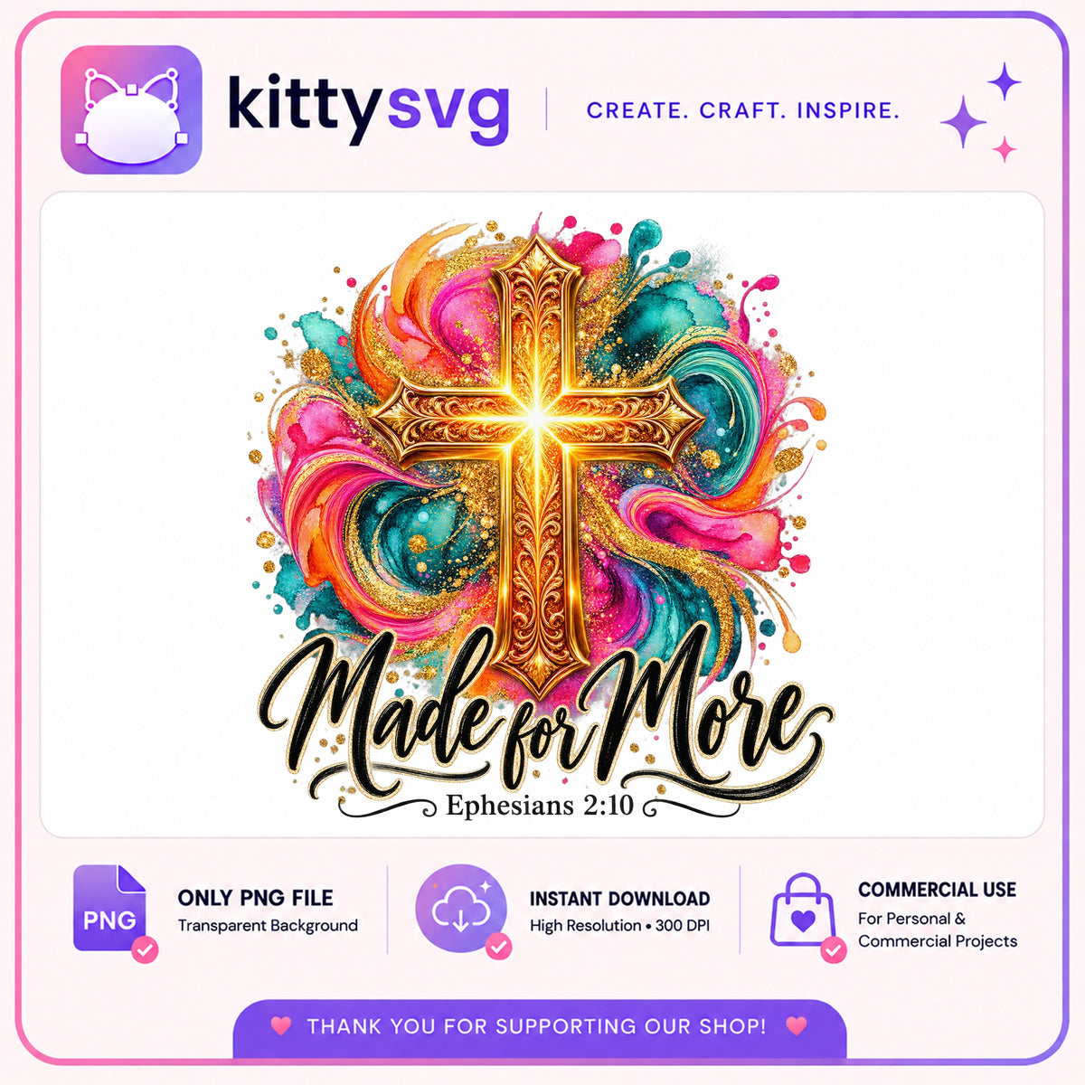 Made For More Cross PNG, Ephesians 2:10 Christian PNG, Faith PNG