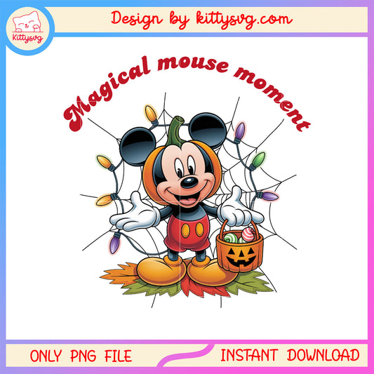 Magical mouse moment mickey pumpkin costume png, happy halloween png